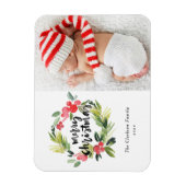 Watercolor Hulst Krans Foto Prettig Kerstfeest Magneet (Verticaal)