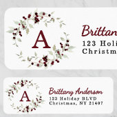 Watercolor Hulst Krans Kerst Retouradres Etiket