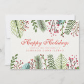 Watercolor Hulst Loof | Vrolijke Feestdagen Feestdagenkaart (Voorkant)