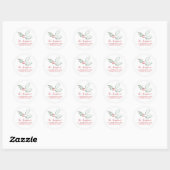 Watercolor Hulst Script Retouradres Wit Rood Ronde Sticker (Vel)