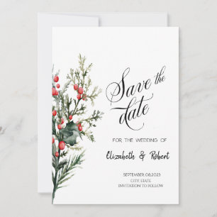 Watercolor Hulstbes Groene Beplanting Bewaar De D Save The Date