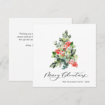 Watercolor Hulstbes Kerstboom Groet