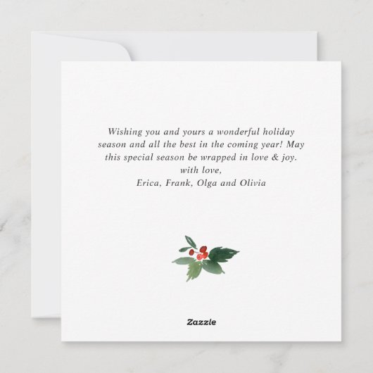 Watercolor Hulstbes Kerstboom Groet Feestdagenkaart (Achterkant)