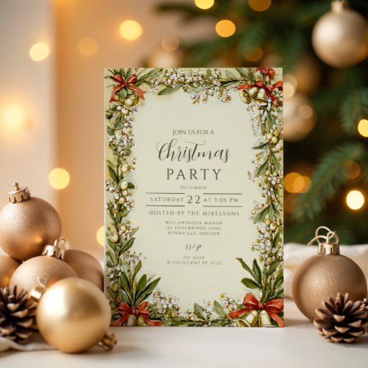 Watercolor Hulstbes Kerstfeest Kaart
