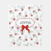 Watercolor Hulstbladeren en Rode Bessen Custom Fleece Deken (Voorkant)