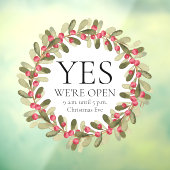 Watercolor Hulstkrans Kerstvakantie-uren  Raamsticker (Vel 3)