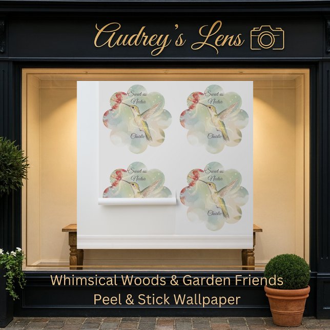 Watercolor Hummingbird Floral Nursery Behang (Creator heeft geüpload)