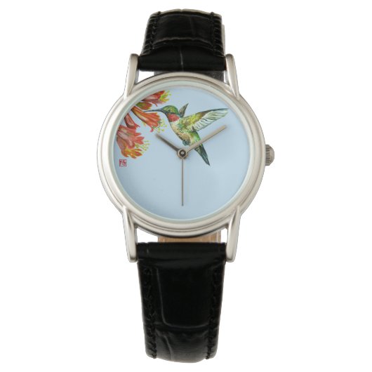 Watercolor Hummingbird Horloge (Voorkant)