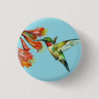 Watercolor Hummingbird Ronde Button 3,2 Cm