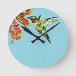 Watercolor Hummingbird Ronde Klok