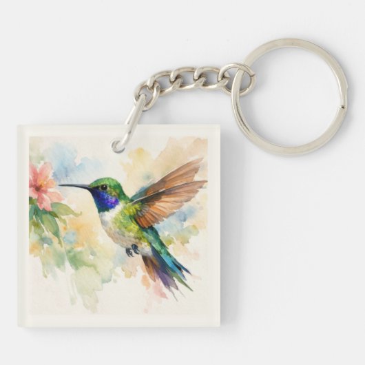 Watercolor Hummingbird Sleutelhanger (Achterkant)