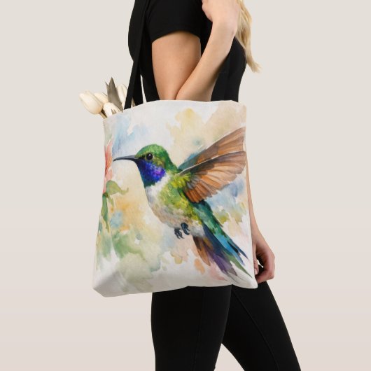 Watercolor Hummingbird Tote Bag (Dichtbij)