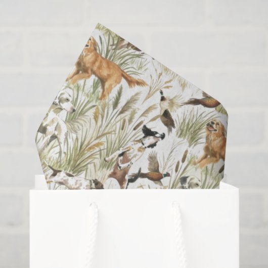 Watercolor Hunting Dog Pattern | Rustic Woodland Tissuepapier (Cadeauzakje)