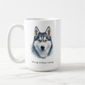 Watercolor Husky + Custom Quote Koffiemok (Links)