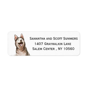 Watercolor Husky Malamute Hond Retouradres Etiket