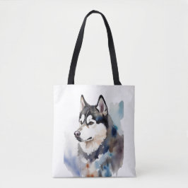 Watercolor Husky Tassen Zak Artistieke Honden Illu