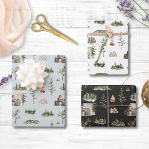 Watercolor hut bos naadloos patroon inpakpapier vel