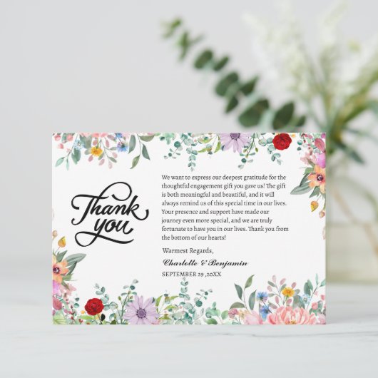 Watercolor huwelijksaanzoekcadeau met wilde bloeme bedankkaart (Staand voorkant)