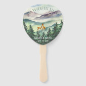 Watercolor Huwelijksprogramma Bergen Herten Pijnbo Handwaaier (Voorkant)