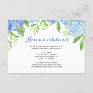 Watercolor Hydrangea Blauwe Bloemige Arrangementen Informatiekaartje