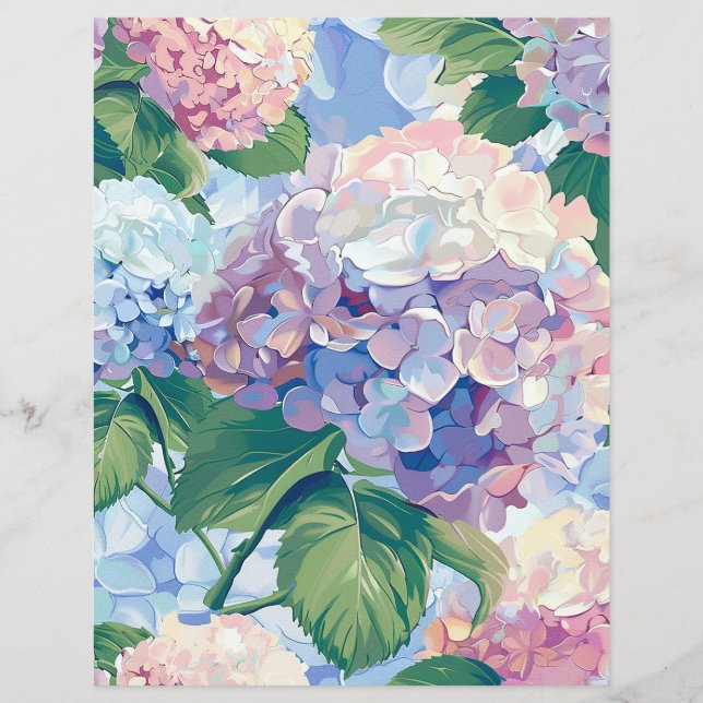 Watercolor hydrangea bloemen decoupage tissue (Voorkant)