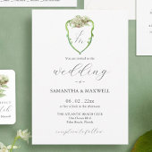 Watercolor Hydrangea Crest Wedding Invitations Kaart