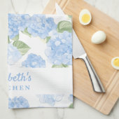 Watercolor Hydrangea Name Theedoek (Quarter Fold)