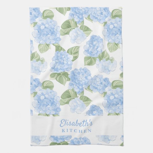 Watercolor Hydrangea Name Theedoek (Verticaal)