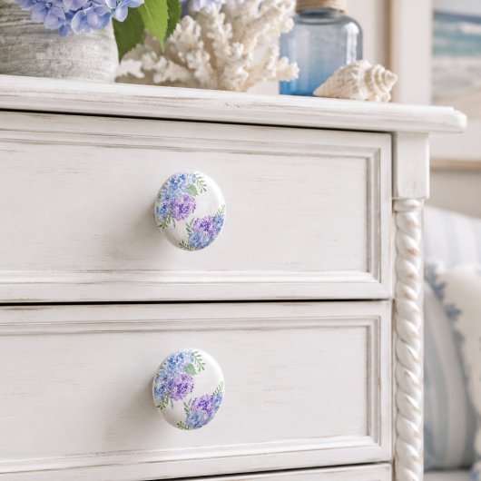 Watercolor Hydrangea's Chic Bloemstuk Keramische Knop