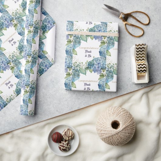 Watercolor Hydrangeas “Congratulations” Wrapping  Cadeaupapier (Crafts)