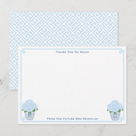 Watercolor Hydrangea's Iets Blauws Bruidsdiner Bedankkaart