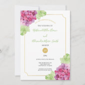 Watercolor Hydrangeas Pink Shades Wedding Kaart (Voorkant)