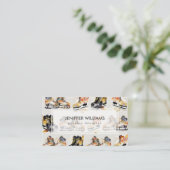 Watercolor Ice Skates with Autumn Leaves Pattern   Visitekaartje (Staand voorkant)