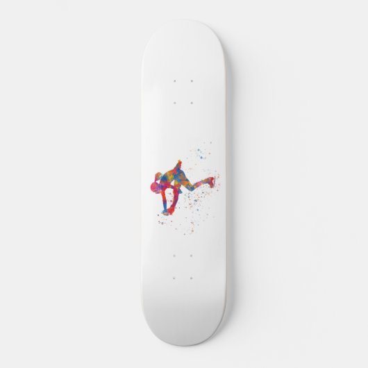 Watercolor ice skating persoonlijk skateboard (Voorkant)