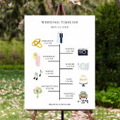 Watercolor Icoon Huwelijksdag Tijdschema Bord Poster