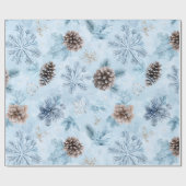 Watercolor Icy Blue Winter Pine  Cadeaupapier (Vlak)