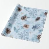 Watercolor Icy Blue Winter Pine  Cadeaupapier (Uitgerold)