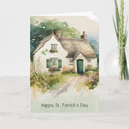 Watercolor Iers huisje Zalige St. Patrick's Dag Kaart