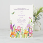 Watercolor Ierse bloemen bruiloft Kaart (Staand voorkant)