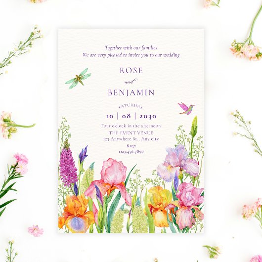 Watercolor Ierse bloemen bruiloft Kaart