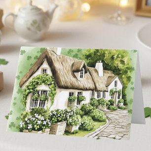 Watercolor Ierse cottage St. Patrick's Day kaart