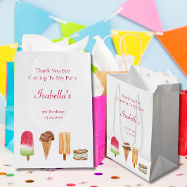 Watercolor Ijs & IJslolly's Verjaardag Bedankt Medium Cadeauzakje
