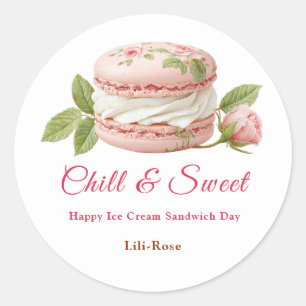 Watercolor ijs-sandwich-dag ronde sticker