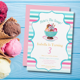 Watercolor Ijs Sundae Verjaardag Kaart
