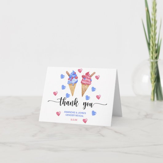 Watercolor ijs Thank you geslacht onthulling Bedankkaart (Voorkant)