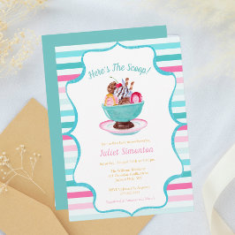 Watercolor Ijsje Sundae Baby Shower Kaart