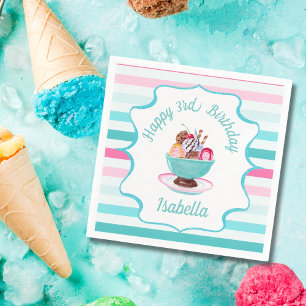 Watercolor Ijsje Sundae Verjaardag Servet