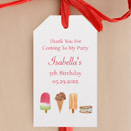 Watercolor Ijsjes & IJshoorntjes Verjaardagsfeestj Cadeaulabel
