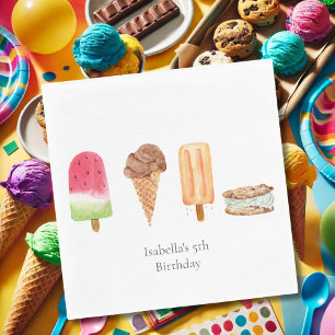 Watercolor Ijsjes & IJshoorntjes Verjaardagsfeestj Servet