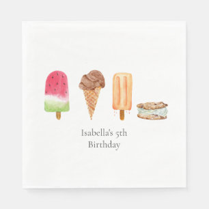 Watercolor Ijsjes & Popsicles Verjaardagsfeestje Servet